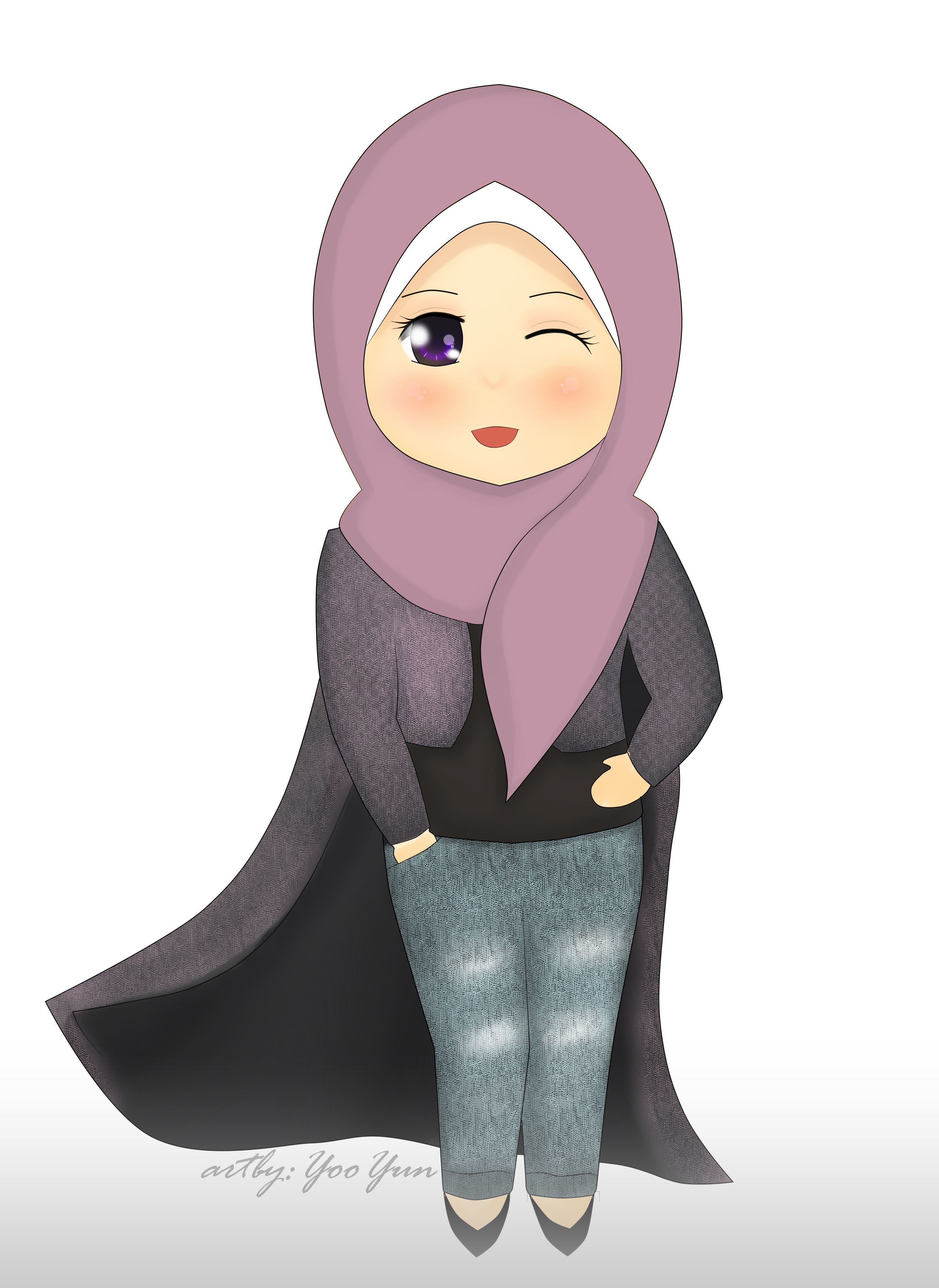 Kartun Wanita Muslimah Berhijab Anggun Dan Cantik Gambartopcom